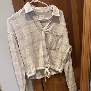 Thread & Supply Light Plaid Cropped Shirt